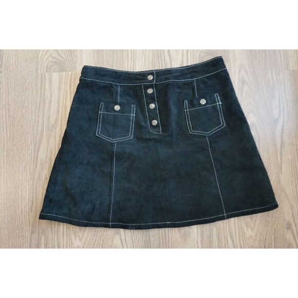 ASOS A-Line Suede Mini Skirt with Contrast Stitch and Button - Size 6 - Picture 7 of 12